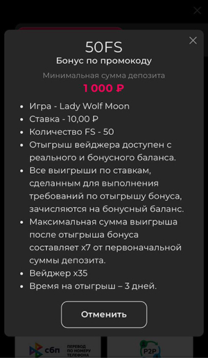 условия по промокоду